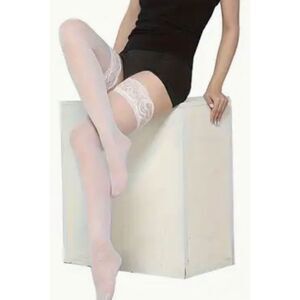 Sexy White Stockings with Pretty Elastic Tops OS  NWT